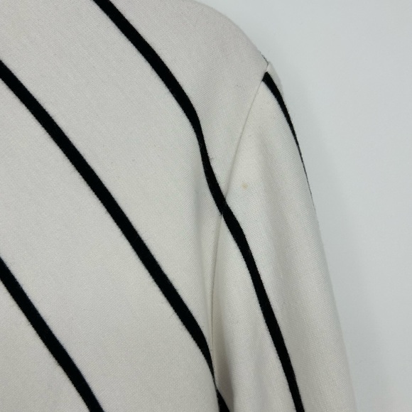 Chico’s Striped White Black Cardigan Open Front Stretch Sweater - Picture 7 of 7